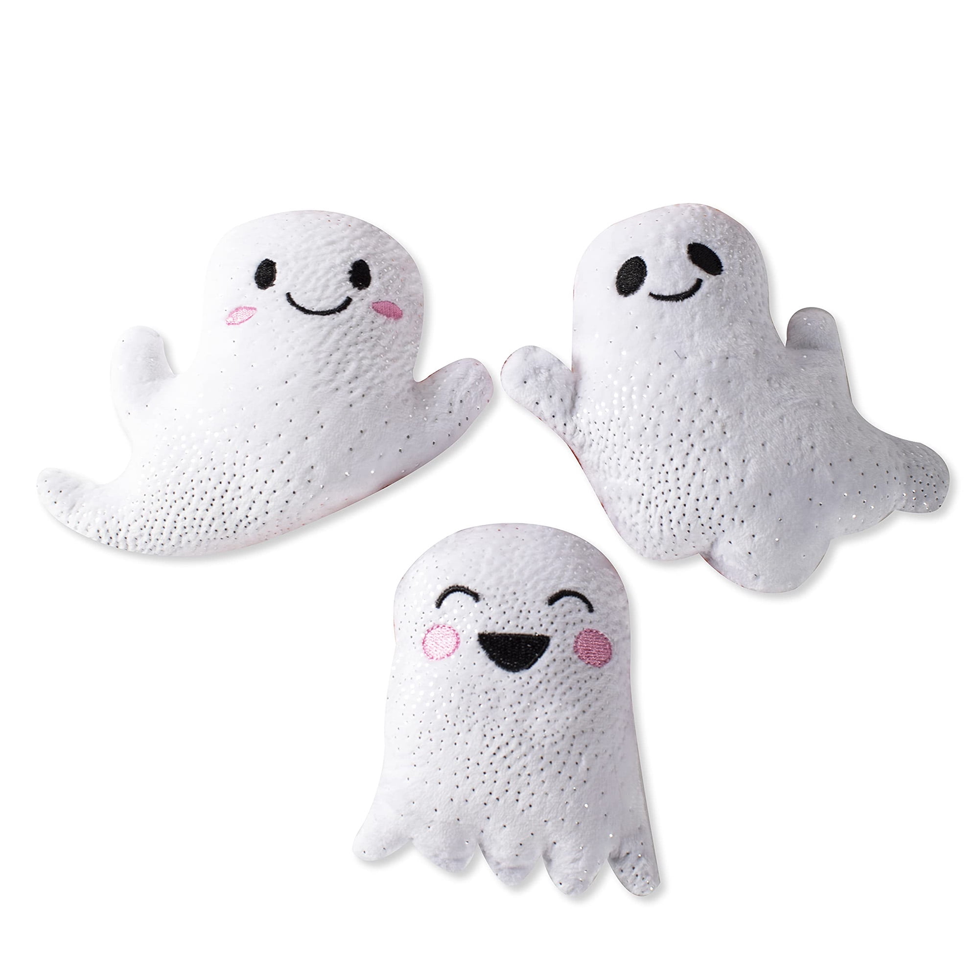 Small plush dog toys 3 pack, cute stuffed animal chew toys for small dogs, interactive squeaky puppy toys, white