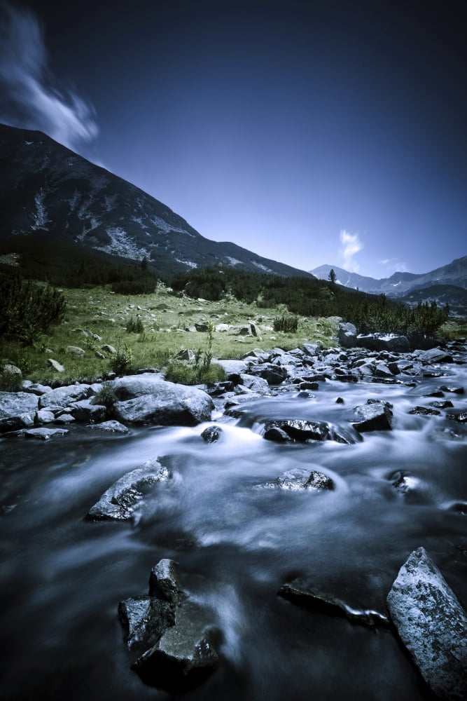 Small river flowing through the mountains of Pirin National Park Bulgaria Canvas Art - Evgeny KuklevStocktrek Images (23 x 35)