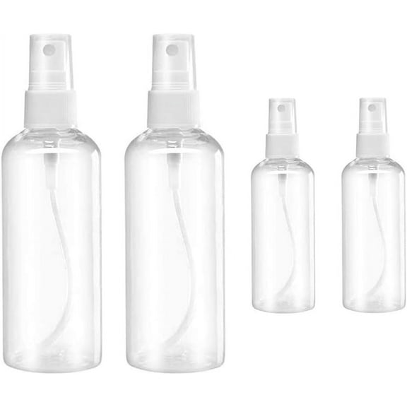 Small , s, Clear Empty Fine Mist Plastic Mini Travel Bottle Set, Small Refillable Containers, 2 * 50ml, 2 * 100ml