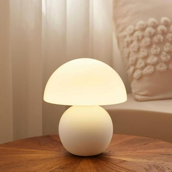 Small size mushroom table lamp with ceramic base, unique and cute night light, dimmable mushroom table lamp, suitable for living room