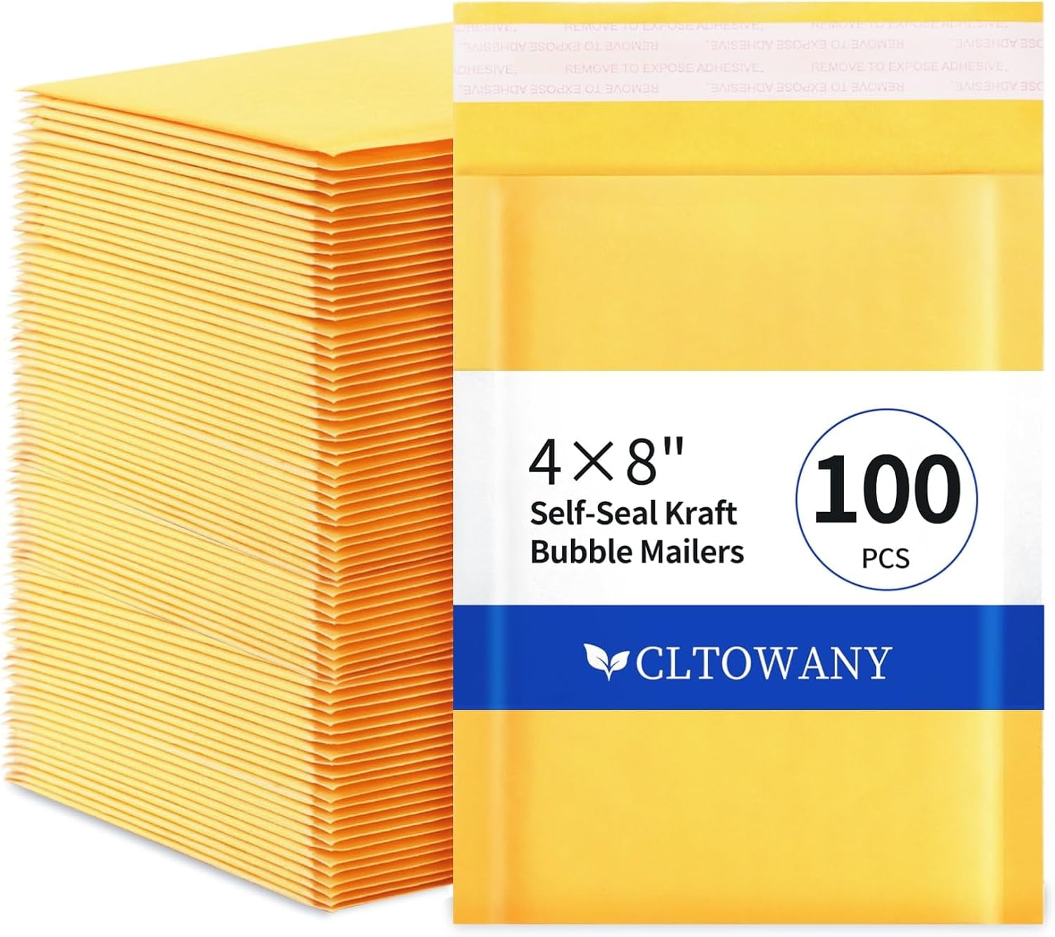 Small size padded envelopes 4x8 inches, 100-pack self-sealing paper envelopes for shipping, mailing, packaging, strong adhesive envelopes for mail carriers.