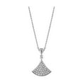 thumbnail image 1 of Small skirt necklace Female white fritillary chalcedony full diamond plated 18k rose gold skirt fan collarbone chain, 1 of 20