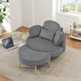 thumbnail image 1 of Small sofa with Ottoman,Corduroy Upholstered Accent Chair with Half Moon Storage Ottoman for Living Room,Bedroom,Gray, 1 of 7
