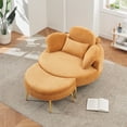 thumbnail image 1 of Small sofa with Ottoman,Corduroy Upholstered Accent Chair with Half Moon Storage Ottoman for Living Room,Bedroom,Yellow, 1 of 7