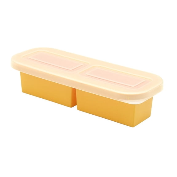 Small two-compartment orange household lunch box frozen crisper anti-odor picnic box ice box food storage container