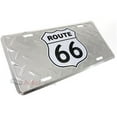 thumbnail image 1 of SmallAutoParts Aluminum License Plate - Silver Diamond Plate Route 66, 1 of 1