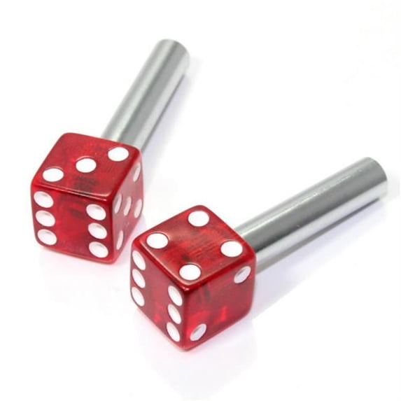 SmallAutoParts Clear Red Dice Interior Door Lock Knobs - Set Of 2