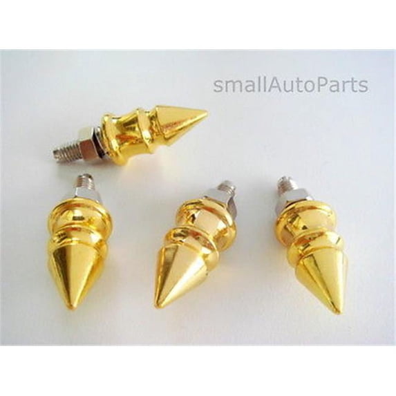 SmallAutoParts Gold Spike License Plate Frame Fasteners Bolts - Set Of 4