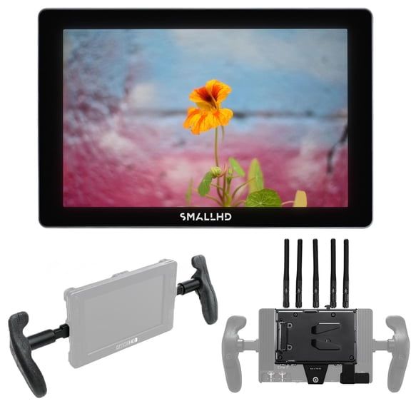 SmallHD Indie 7 7" Full HD 16:9 Touchscreen On-Camera Monitor, Bundle with Teradek Bolt 6 750 V-Mount Receiver Module and Rubber Handles