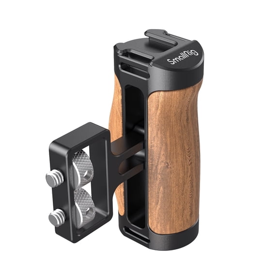 SmallRig 2913 Wooden Mini Side Handle 1/4"-20 Aluminum Rosewood 3.5kg Load Cold Shoe