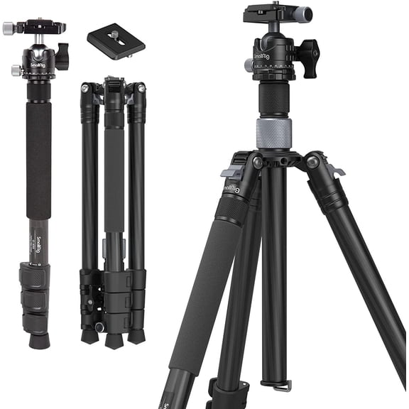 SmallRig 62.2" Carbon Fiber Tripod with Center Column, Travel Lightweight Tripods & Detachable Monopod, 360 Ball Head, Quick Release Plate, Load up to 26.5 lbs/12 kg-4059