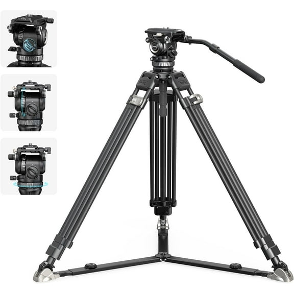 SmallRig AD-Pro8 FreeBlazer Counterbalance Carbon Fiber Video Tripod Kit, 77" Video Tripod with 6-Step Counterbalance, 4-Step Pan/Tilt Hydraulic Damping, 2 Mid-level Spreaders, Max Load 17.6lbs - 4465