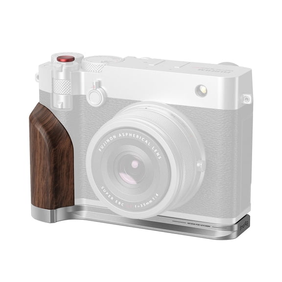 SmallRig L-Shape Mount Plate with Wooden Handle for Fujifilm GFX100RF Camera, Silver