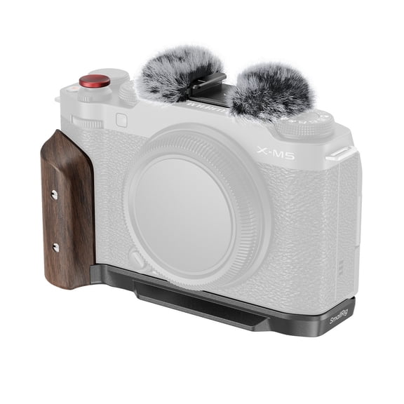 SmallRig L-Shape Mount Plate with Wooden Handle for Fujifilm X-M5 Camera, Black