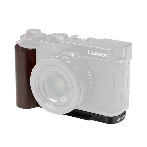 SmallRig L-Shaped Mount Plate with Wooden Handle for Panasonic LUMIX L10 Camera, Black