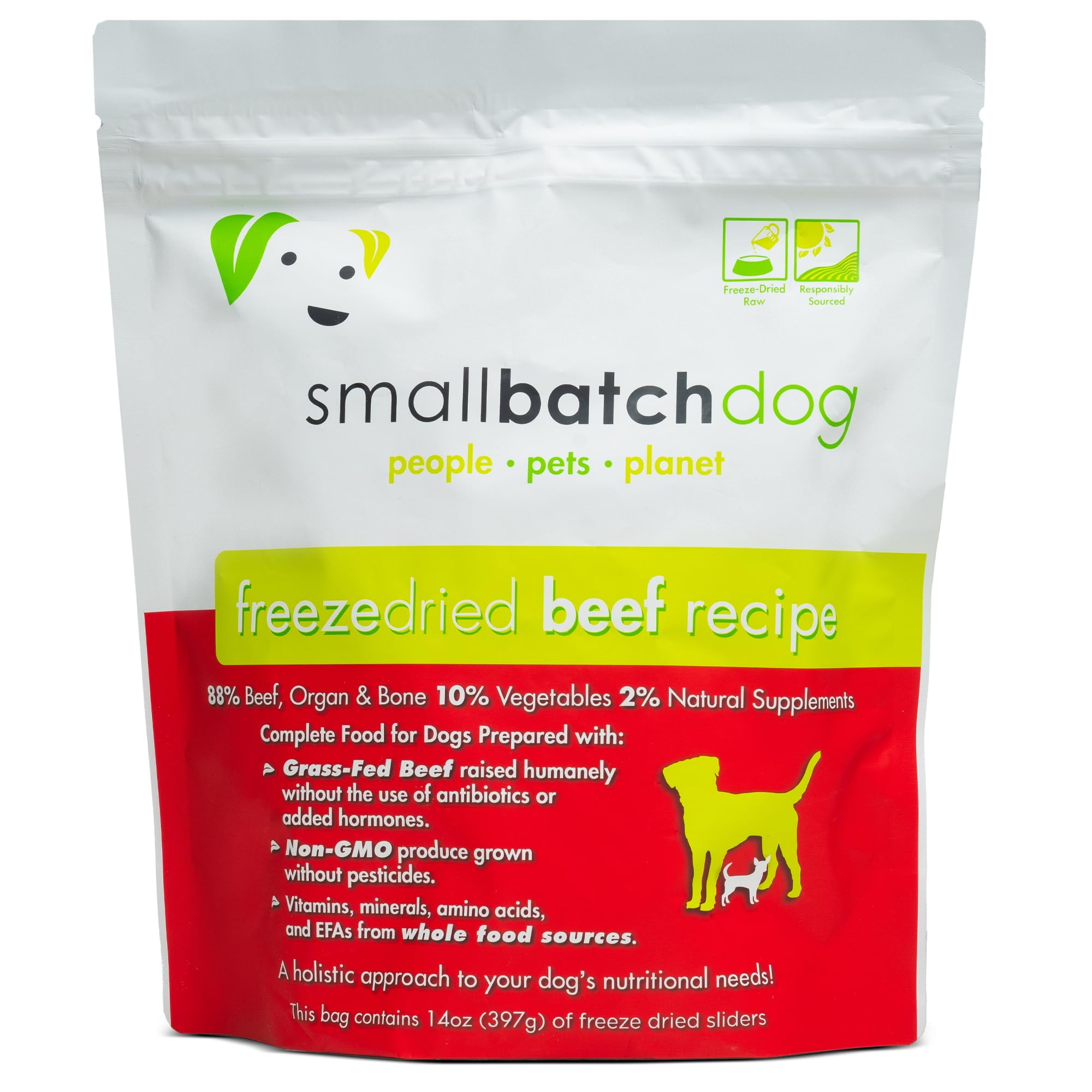 Smallbatch Pets FreezeDried Premium Raw Food Diet for Dogs, Beef Recipe, 14 oz, Made in The USA
