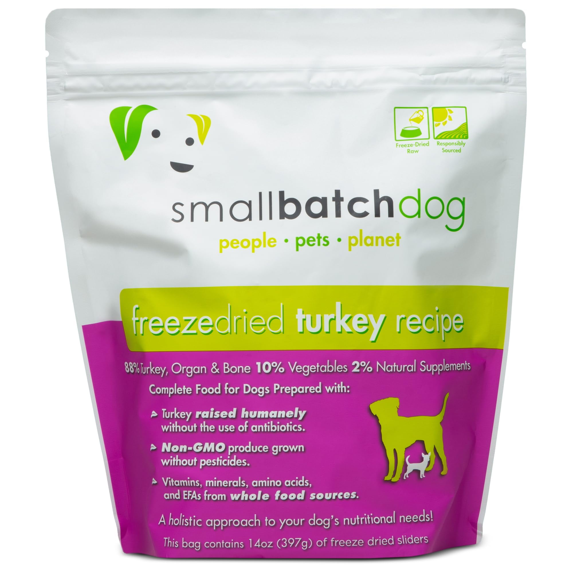 Smallbatch Pets FreezeDried Premium Raw Food Diet for Dogs, Turkey Recipe, 14 oz, Made in The
