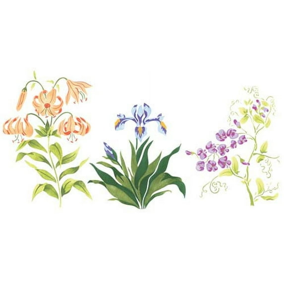 Smaller Lily Mix of Flowers Wall Stencil SKU #1902 by Designer Stencils