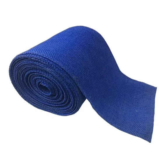 Burlap Fabrics Serged Burlap Ribbon Royal - 6 Inch Wide x 10 Yard Roll with Sewn Edges Made in USA