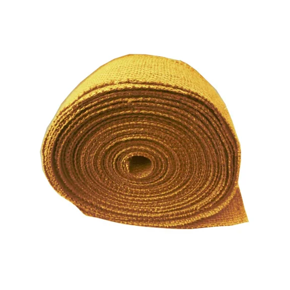 Burlap Fabrics Serged Burlap Ribbon Yellow - 6 Inch Wide with Sewn Edges
