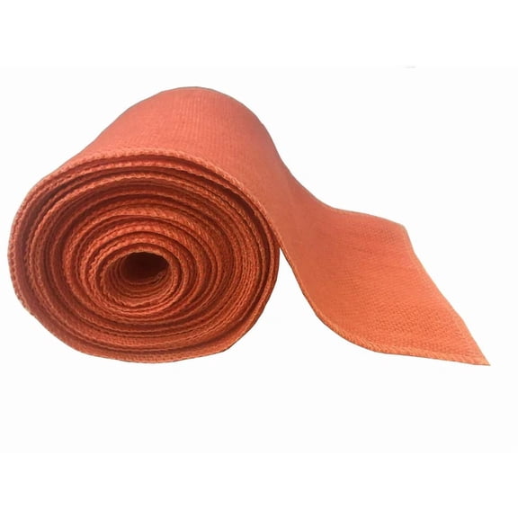 Burlap Fabric Orange Serged Burlap Ribbon, 4 Inch Wide Rustic Fabric Ribbon, Sold by the Yard