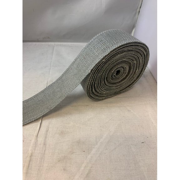 Burlap Fabrics Serged Burlap Ribbon Light Grey - 2 Inch Wide with Sewn Edges