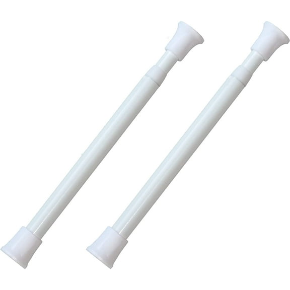 Smallest Size Spring Tension Rods | Set of Two Curtain Rods | Size: 16 to 27.5 inches | Color: White White 16 to 27.5 inch White 16 to 27.5 inch