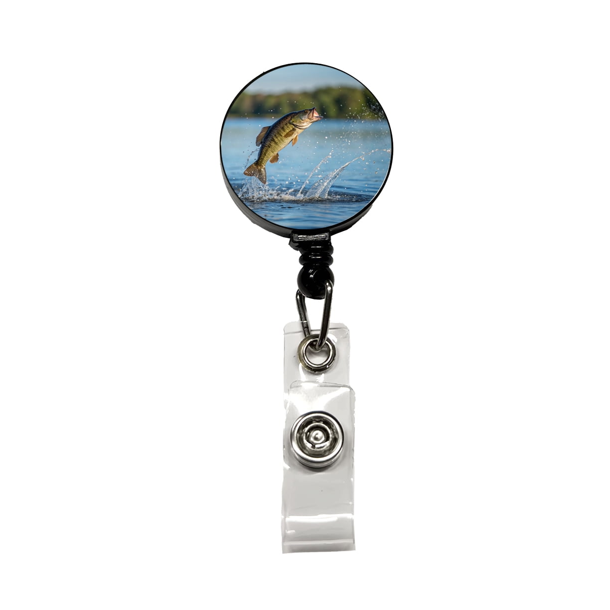 Smallmouth Bass Fish Jumping Fishing Retractable Reel ID Badge Key Card ...