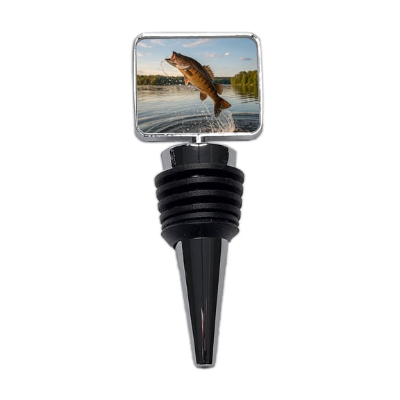 Smallmouth Bass Fish Jumping River Fishing Wine Bottle Stopper Cap Plug