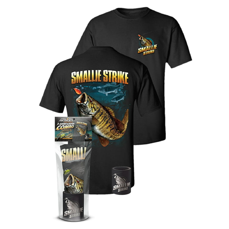 Smallmouth Bass Smallie Strike T-Shirt/Can Cooler Set XL