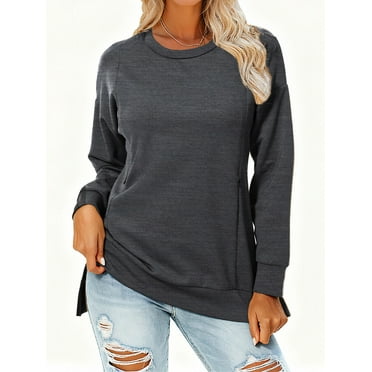 Long Sleeve Maternity Nursing Tops Clothes for Women Side Split Nursing Breastfeeding Sweatshirt