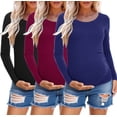 thumbnail image 1 of Long Sleeve Pregnancy Shirts Tops Maternity Clothes for Women 3-Pack, 1 of 5