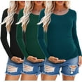 thumbnail image 1 of Long Sleeve Pregnancy Shirts Tops Maternity Clothes for Women 3-Pack, 1 of 6