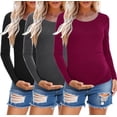 thumbnail image 1 of Long Sleeve Pregnancy Shirts Tops Maternity Clothes for Women 3-Pack, 1 of 5