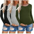 thumbnail image 1 of Long Sleeve Pregnancy Shirts Tops Maternity Clothes for Women 3-Pack, 1 of 6