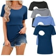 thumbnail image 1 of Maternity Nursing Tops Clothes for Women Ribbed Breastfeeding Shirts Clothes 4-Pack, 1 of 6