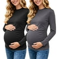 thumbnail image 1 of Maternity Tops Shirts Long Sleeve Maternity Pregnancy Clothes for Women 2-Pack, 1 of 6