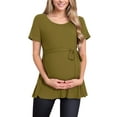 thumbnail image 1 of Short Sleeve Maternity Clothes for Women Tie Front Maternity Tops Pregnancy Shirts, 1 of 4