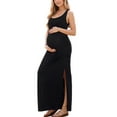 thumbnail image 1 of Split Maternity Dress Sleeveless Long Pregnancy Dress Ruched Maternity Clothes for Women, 1 of 4