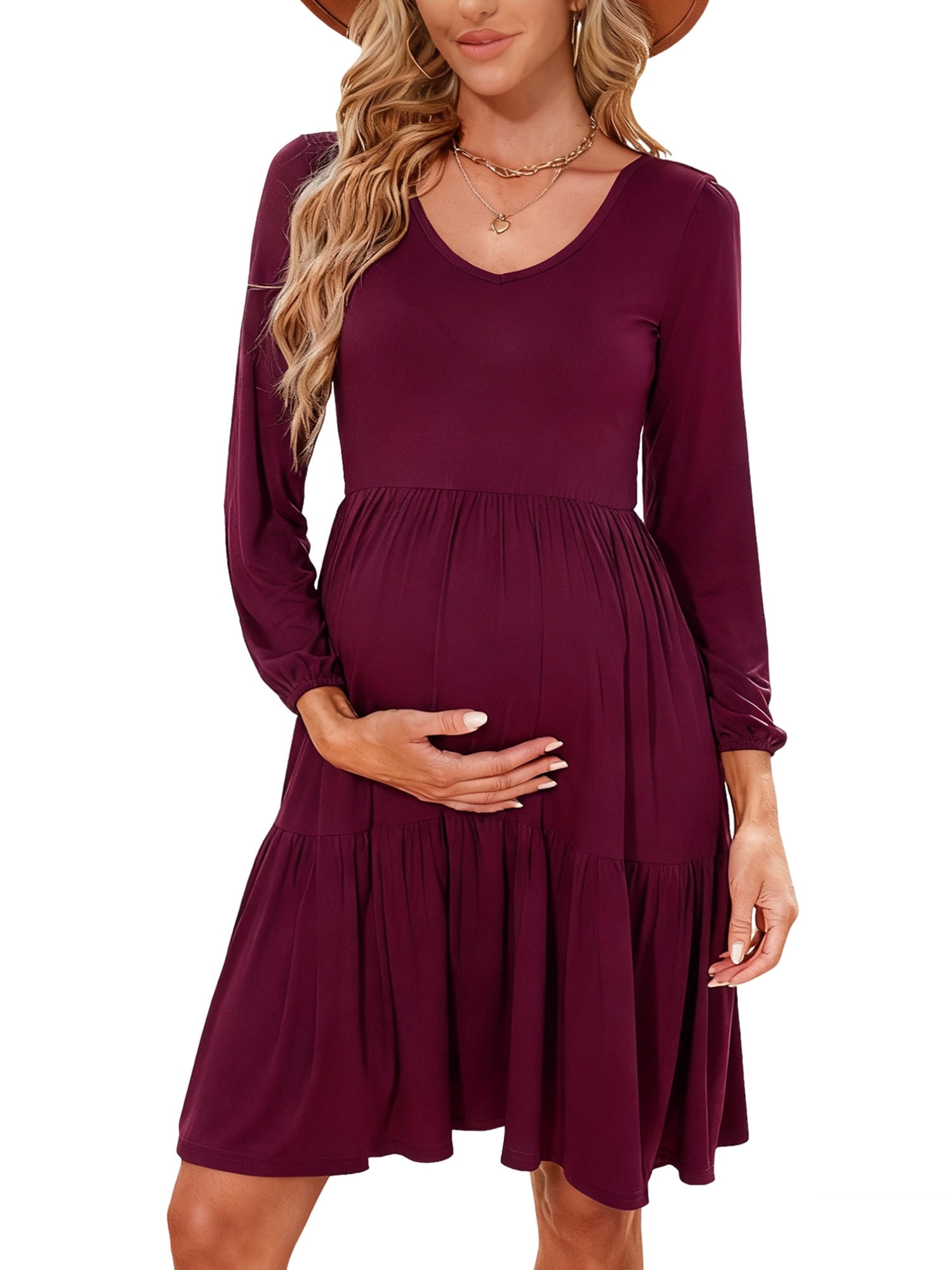 long sleeve maternity dress formal Light Blue Lace Mock Neck Long Sleeve Maternity Maxi Dress main image 1