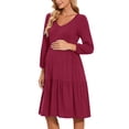 thumbnail image 1 of Women's Long Sleeve Maternity Dress Ruffle Maternity Clothes for Women, 1 of 8