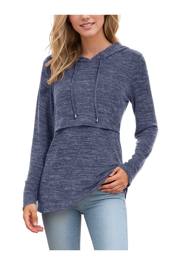 Women's Long Sleeve Maternity Nursing Tops Breastfeeding Shirt Hoodie