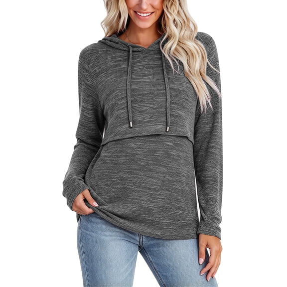 Women's Long Sleeve Maternity Nursing Tops Breastfeeding Shirt Hoodie