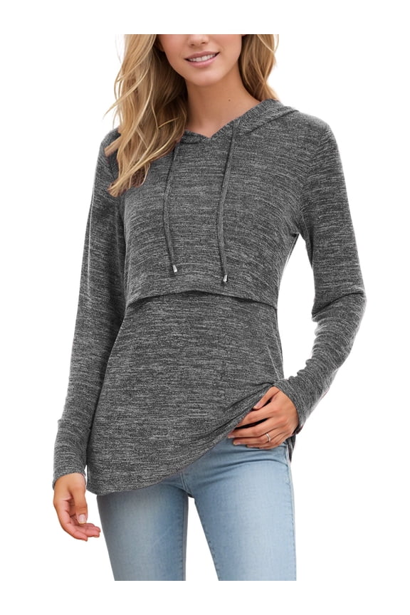Women's Long Sleeve Maternity Nursing Tops Breastfeeding Shirt Hoodie