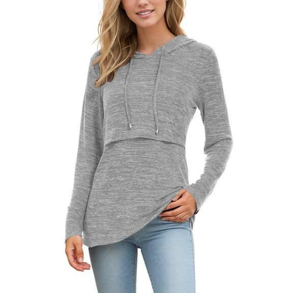 Women's Long Sleeve Maternity Nursing Tops Breastfeeding Shirt Hoodie