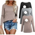thumbnail image 1 of Women's Long Sleeve Maternity Nursing Tops Shirts Breastfeeding Clothes 3-Pack, 1 of 5