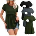 thumbnail image 1 of Women's Maternity Clothes Short Sleeve Nursing Tops Breastfeeding Shirts 3-Pack, 1 of 4