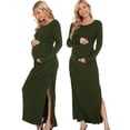 thumbnail image 1 of Women's Maternity Dress Long Sleeve Split Ruched Pregnancy Clothes, 1 of 5