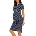 thumbnail image 1 of Women's Maternity Hoodie Dress Short Sleeve Split Ruched Pregnancy Clothes, 1 of 5