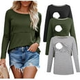 thumbnail image 1 of Women's Long Sleeve Maternity Nursing Tops Shirts Breastfeeding Clothes 3-Pack, 1 of 6